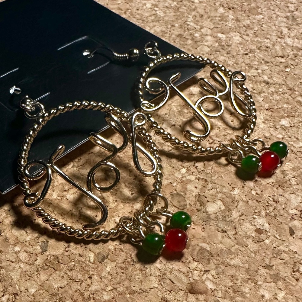 Gold Hoop Christmas Earrings